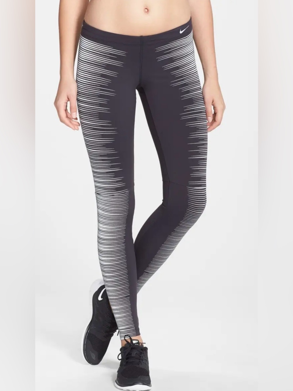 Nike Dark black  Leggings with White Linear Stripes size L